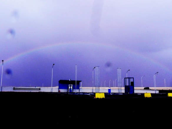 Wadi Rum WadiRum Jordan VisitJordan Camels Sand Bedouin Tea Camp Hike Mountain Blog TravelBlog rainbow gasstation