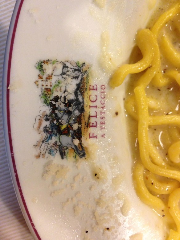 A plate of the speciality of felice local italian restaurant pasta made with butter and cheese