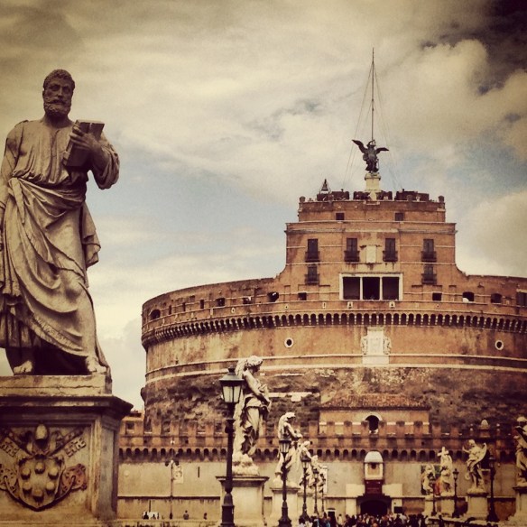 another brown photo of the old stone used to build the magnificent st. angelo in rome 