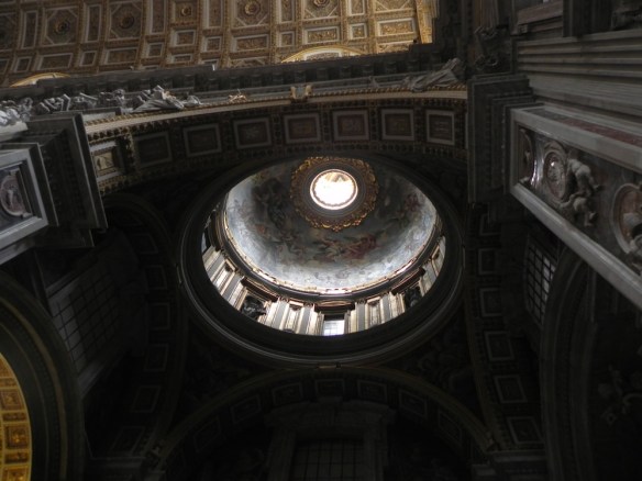the arch of the vatican with the gold interior angels and shadowing art is art