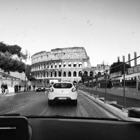Black and white old film look alike photograph to Colosseum