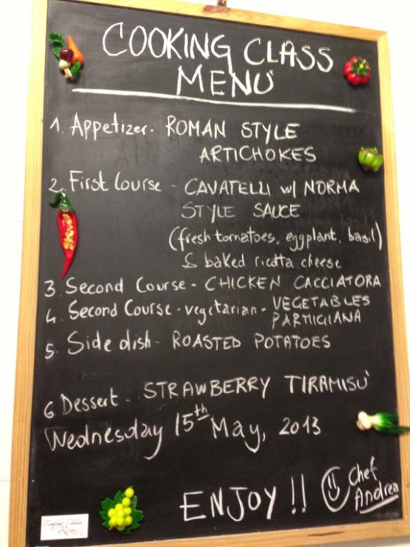 A seven course menu during our cooking class in roma italia 