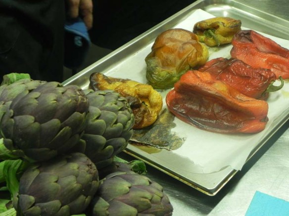 Grilled peppers for the Cavatelli with Norma Cookingclassesinrome