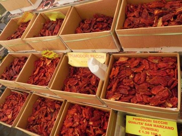 red fresh chillie at the campo de fiori market