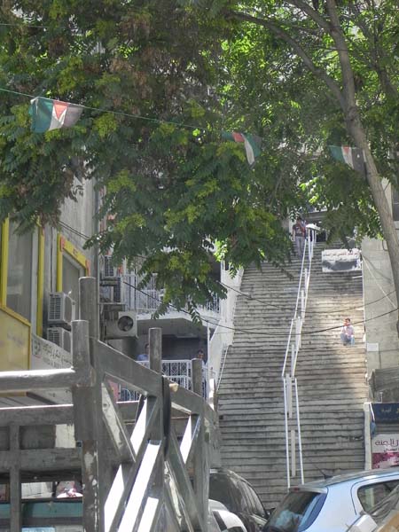 long retro staircase in albalad downtown amman