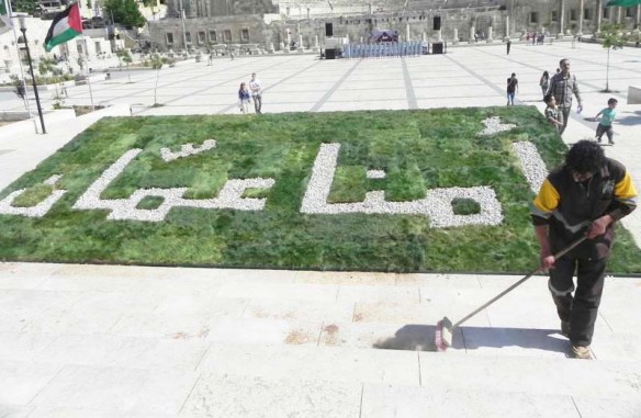 Our mother Amman the city of Jordan at the Balad downtown area with a man from the municipality 