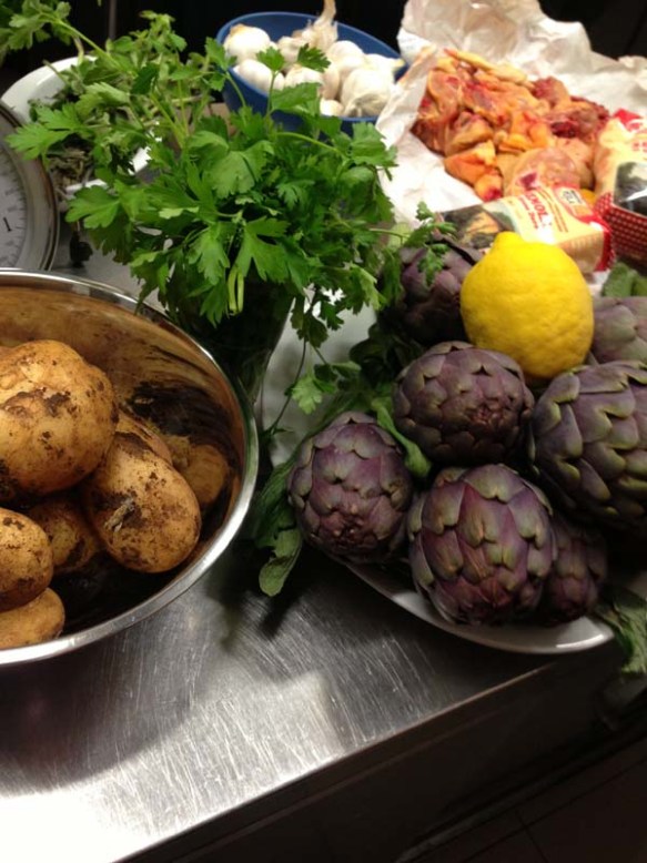 Ingredients preparation for cooking class in Rome Chef Andrea  