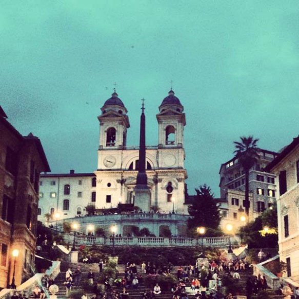 Close up frame photo of Piazza di spagna during evening time
