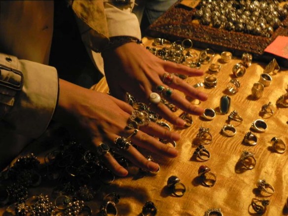 Rings in all fingers in Rome fashion shopping