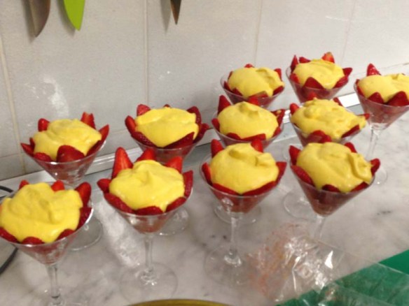 Making strawberry tiramisu with Chef Andrea cooking classes in Rome 