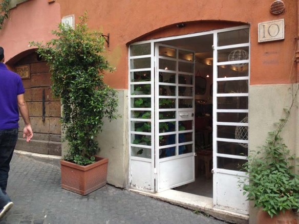 White retro door by the cavour area in rome italy