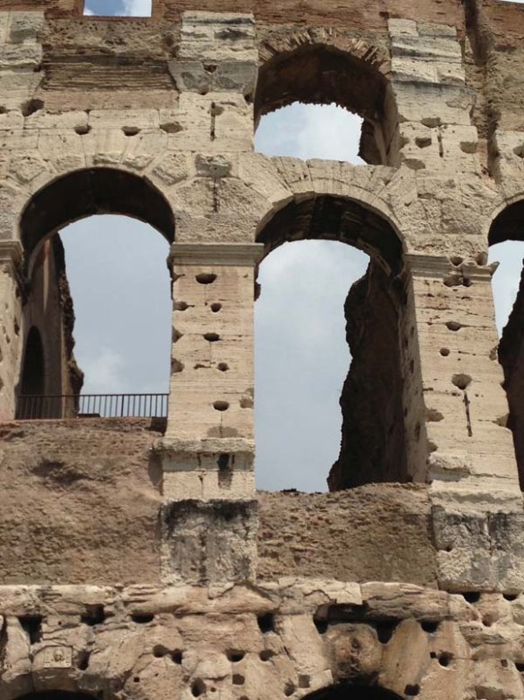 close up photo of Piazza del Colosseo colosseum brick roma italia