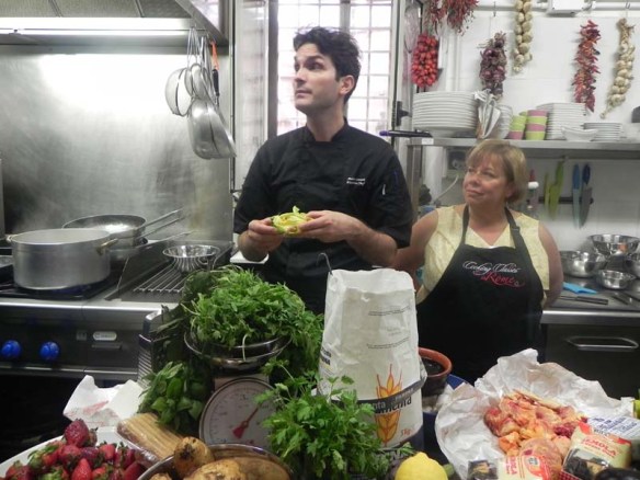 This is chef Andrea during cooking class in rome 