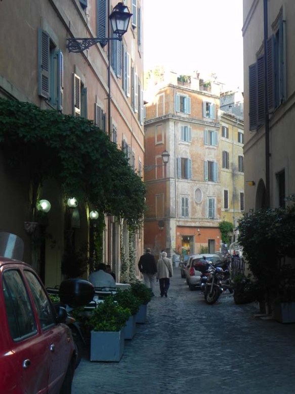 Walking by the streets of tastevere rome nightlight