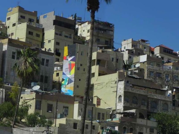 Graffitti wall in between old houses in Amman Downtown