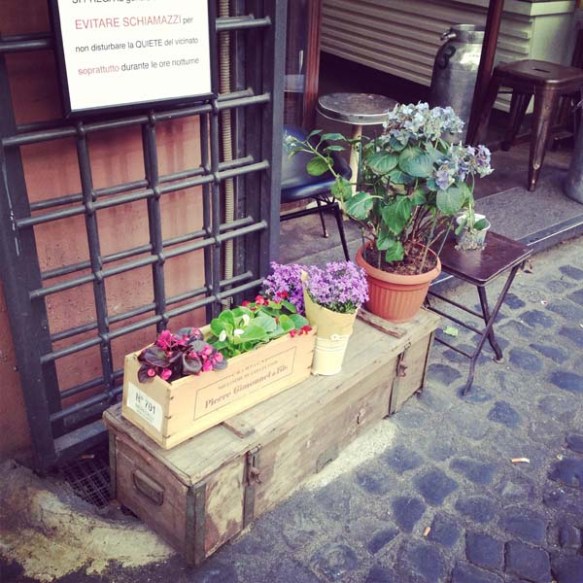 street entrance flower pots 