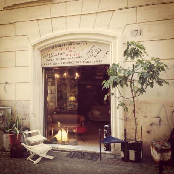 a very urban entrance to a furniture boutique 