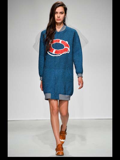 eye print on blue dress