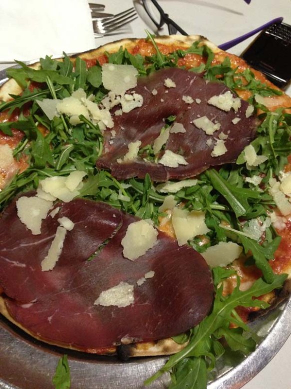 roast beef with rocca and parmesan cheese pizza at navona  