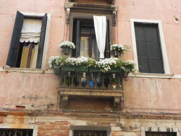 Architecture in venice is breathtaking specially with the beautiful cute little windows and decorations art is in everything white flowers