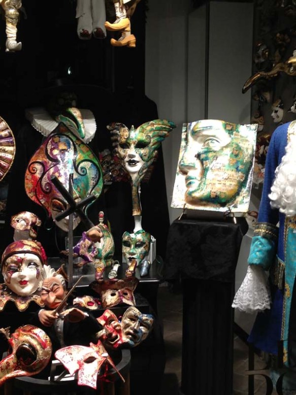 Typical masks worn during the Carnival of Venice.
