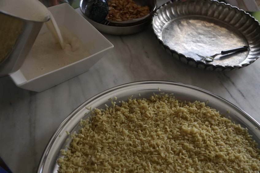 Traditional Jordanian Dish Mansaf in the making