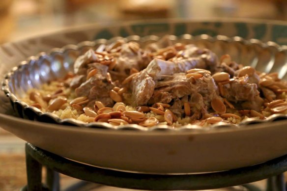 Traditional Arabian Jordanian Dish Mansaf Lamb meat 