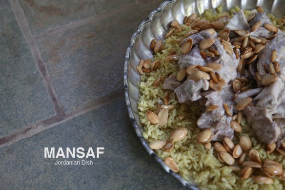 Food art & Styling for a Jordanian dish Mansaf made of Sheep meat rice Jameed and Shrak bread