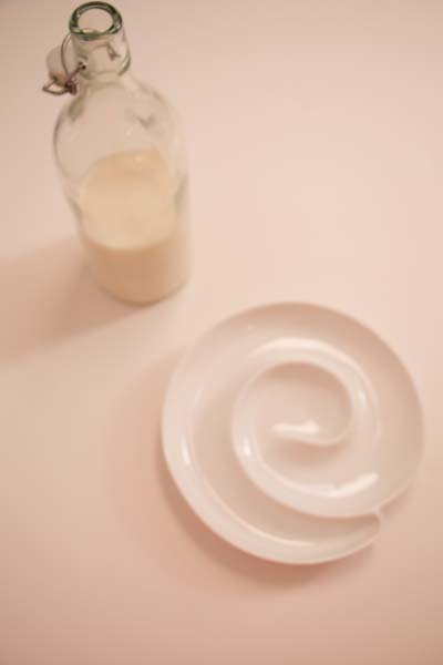white swirl plate and milk