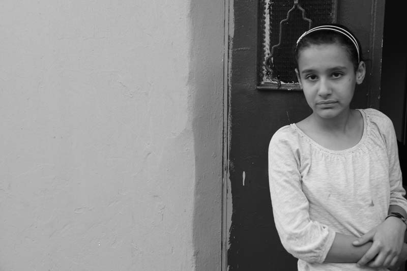 jordanian little girl black and white