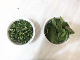 A Middle-Eastern Aranian dish Mulukhiah Mloukhieh green leaves vegetables with rice