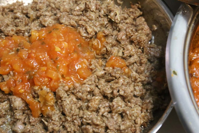 Making cannelloni with black olives minced meat and basil suzies kitchen recipe cooking