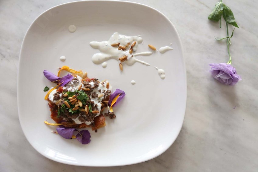 Middle-Eastern Eggplant Casseroles also known as Fatet Batinjan فتت بيتنجان or Fatet Makdous فتيت مكدوس