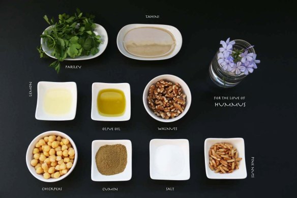 ingredients for the hummus palestinian jordanian lebanese dish chickpeas olive oil