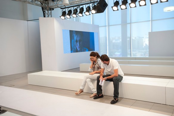 Razan Masri and Akram Abu Karaki during the making of Mercedes-benz fashion week in Amman