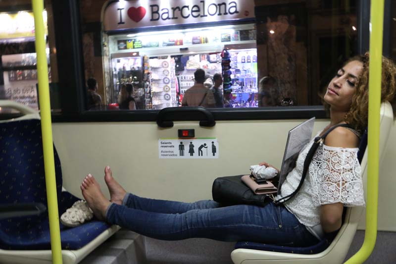 Bus ride Nightlife Barcelona Architecture Spain