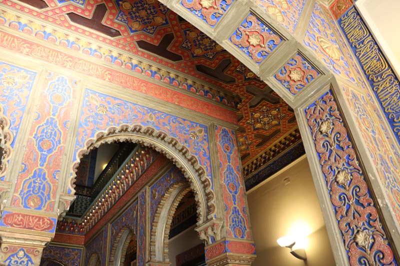 Authentic old architecture of barcelona with Islamic art