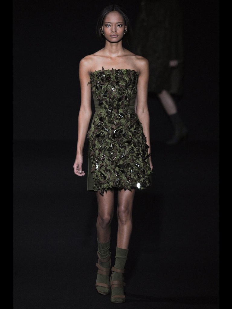 strapless green dress Earth colors ready to wear