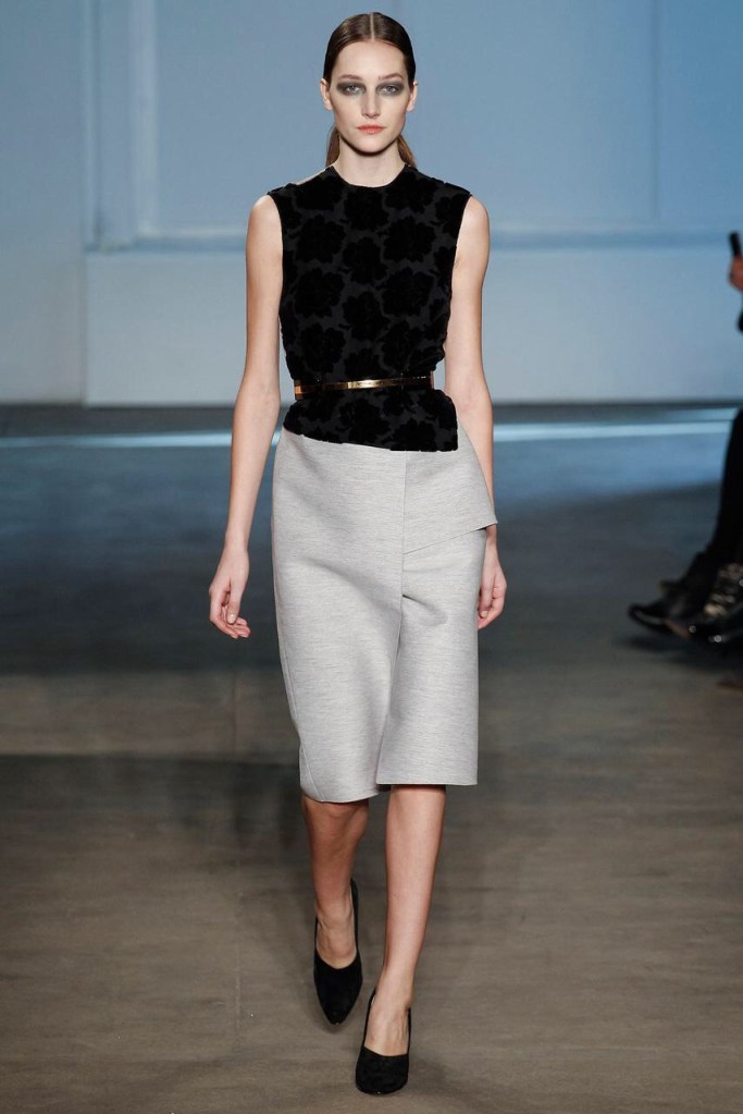 black top and beige skirt classic looks