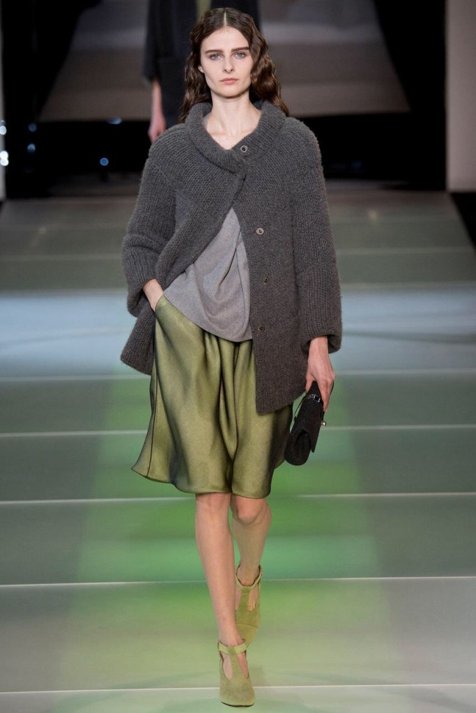 green skirt and grey jacket Earth colors ready to wear