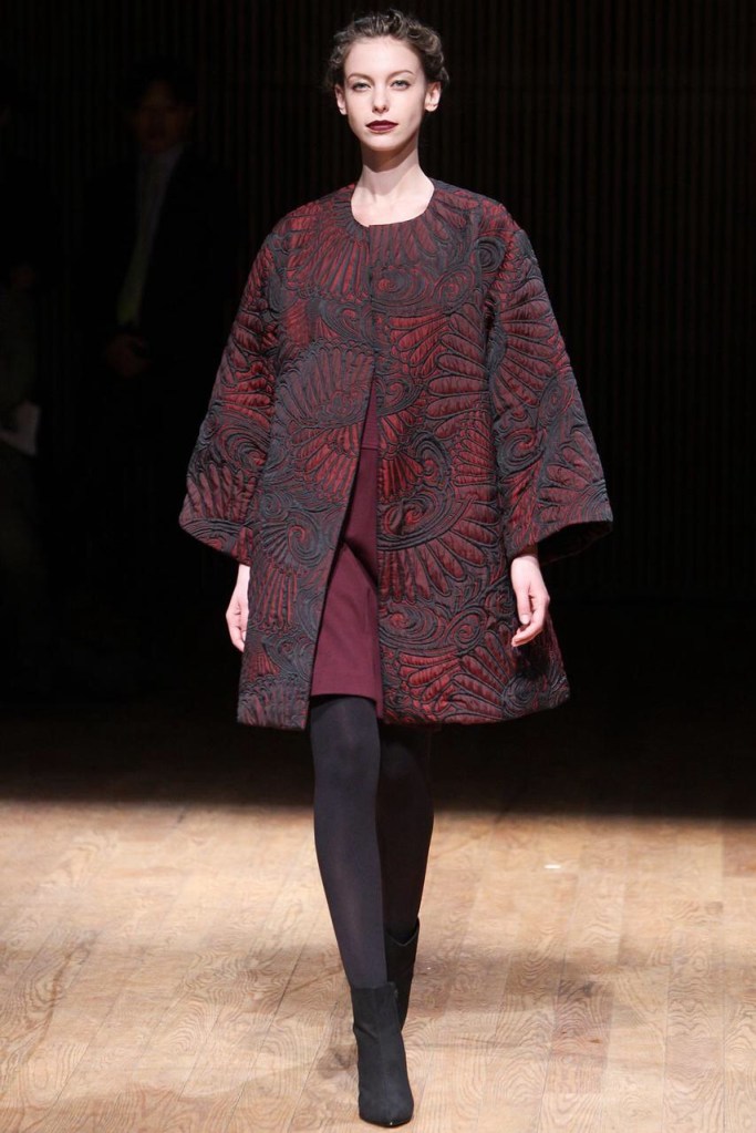 burgundy short coat with print Favorite coats for this fall winter 2014 2015 ready to wear collections