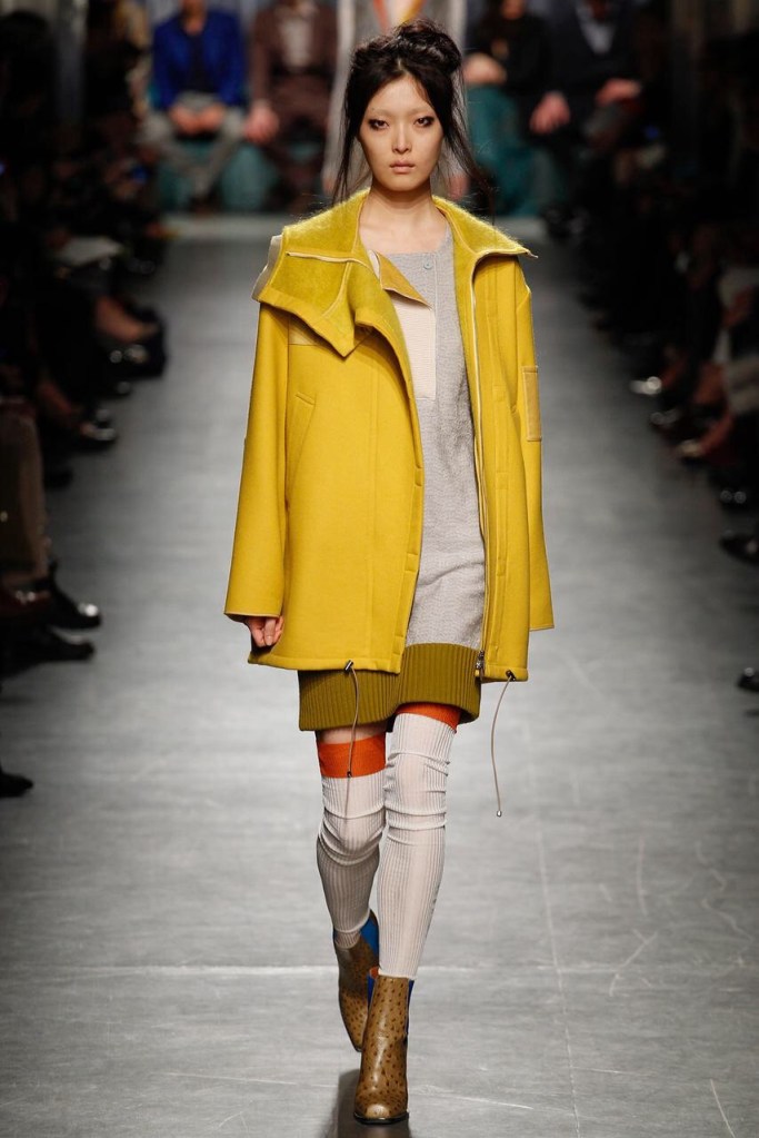 yellow coat fabric mix and art formed ready to wear outfits