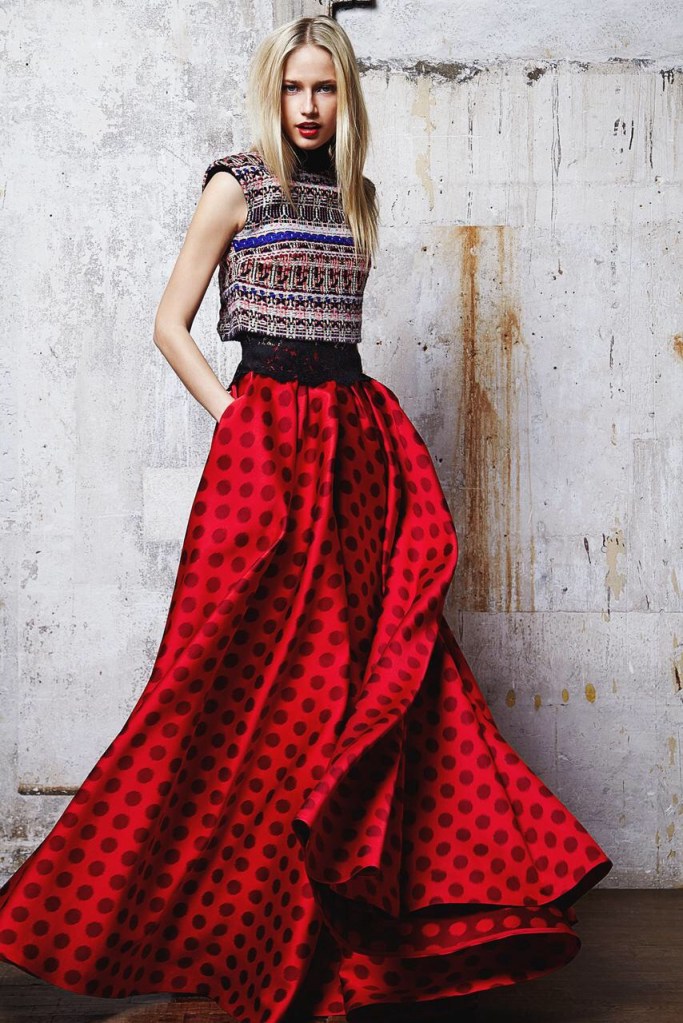 red skirt fabric mix and art formed ready to wear outfits