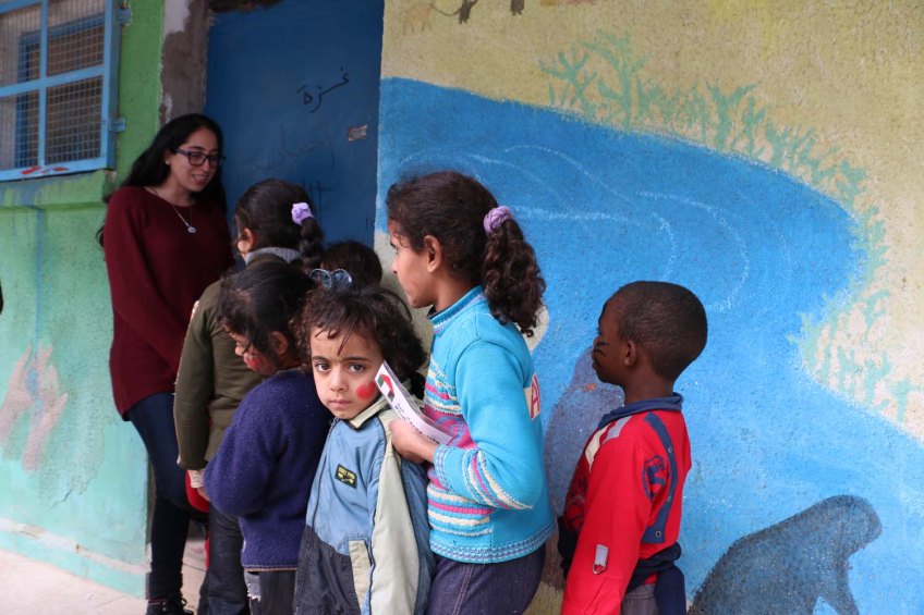 Volunteers with to rebuild gaza for the jerash refugee camp