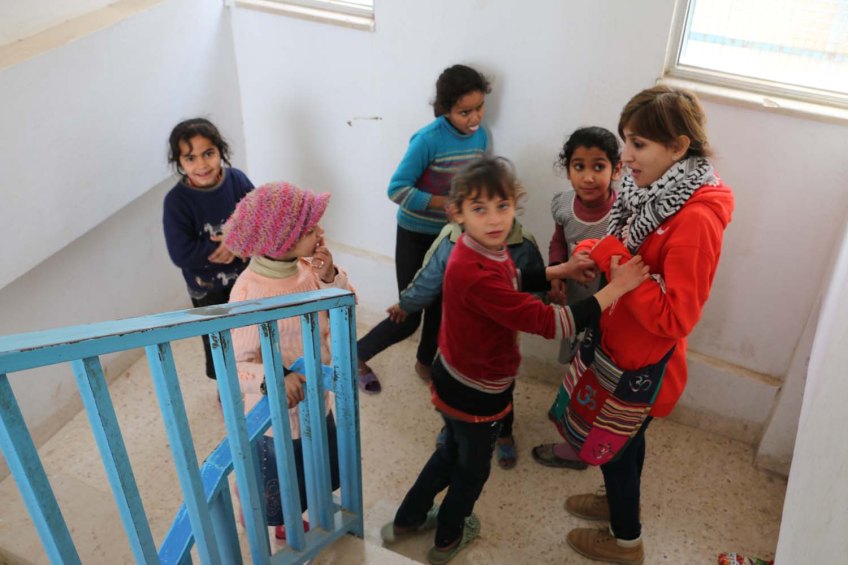 Volunteers with to rebuild gaza for the jerash refugee camp