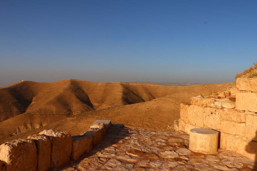 The historic ancient attraction in Jordan of the Mukawir Fortress
