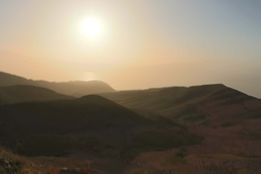 The historic ancient attraction in Jordan of the Mukawir Fortress