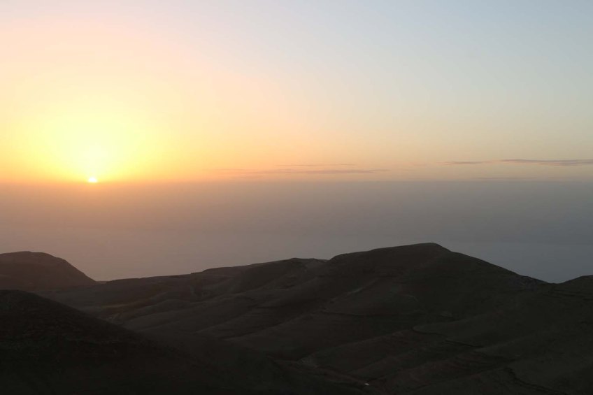 The historic ancient attraction in Jordan of the Mukawir Fortress Sunset
