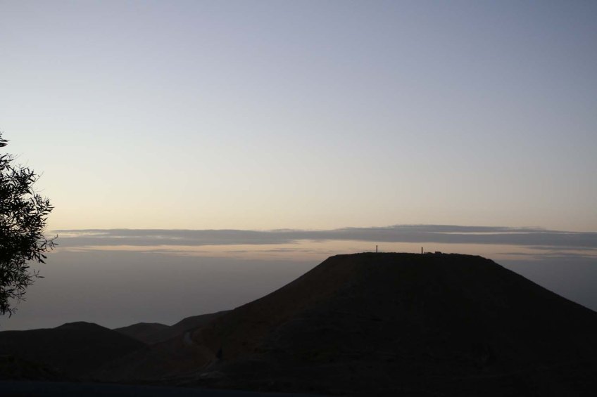 The historic ancient attraction in Jordan of the Mukawir Fortress Sunset