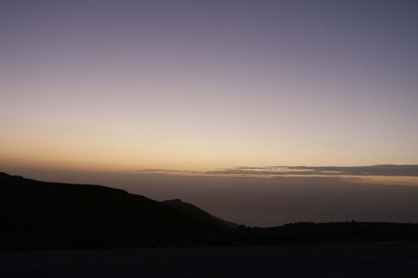 The historic ancient attraction in Jordan of the Mukawir Fortress Sunset